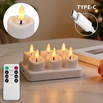 🕯️ Rechargeable Flameless LED Candle Set – Multi-Station Dock & Remote Control ✨