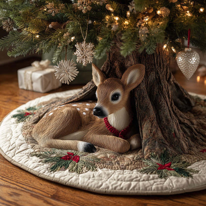 🎄 3D Optical Illusion Christmas Tree Skirt – Quilted Holiday Decor ✨