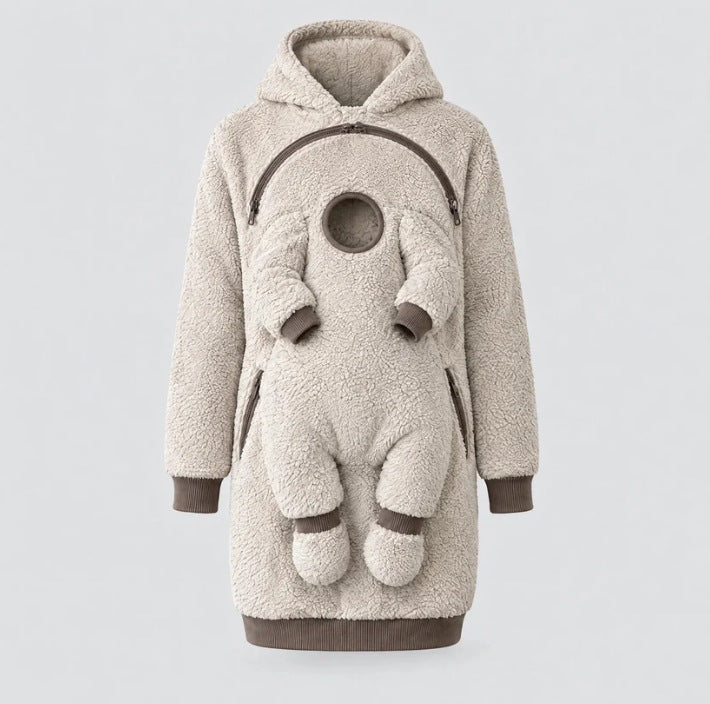 🤎 Cozy Sherpa Babywearing Hoodie – Ultra-Soft Fleece Pullover for Mom & Baby