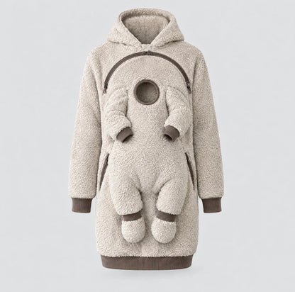 🤎 Cozy Sherpa Babywearing Hoodie – Ultra-Soft Fleece Pullover for Mom & Baby
