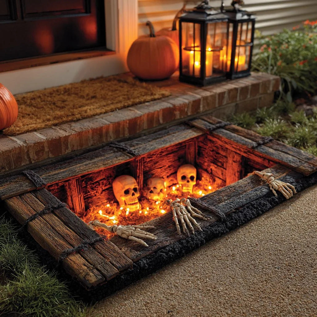 🎃 Halloween Plush Doormat – Soft Crystal Velvet Entryway Mat, Non-Slip Front Door Rug for Festive Home Decor