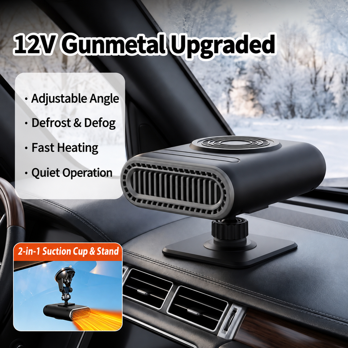 🎁Black Friday Special Discount✨🚙12V Portable Car Heater - 12v Power, Adjustable Defogging Windshield Demister