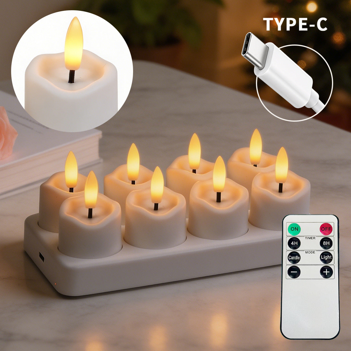 🕯️ Rechargeable Flameless LED Candle Set – Multi-Station Dock & Remote Control ✨