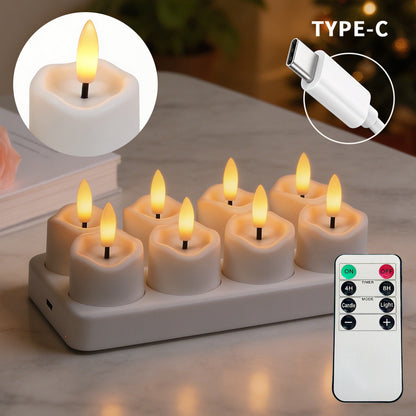 🕯️ Rechargeable Flameless LED Candle Set – Multi-Station Dock & Remote Control ✨