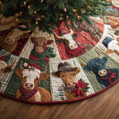 🎄 3D Optical Illusion Christmas Tree Skirt – Quilted Holiday Decor ✨