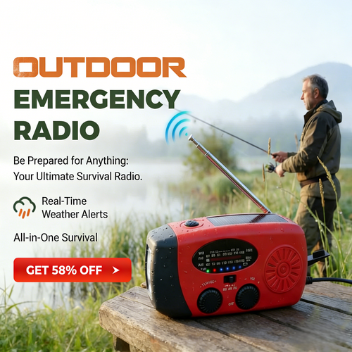 📻 Portable Solar Emergency Weather Radio - Hand Crank & Power Bank ⚡
