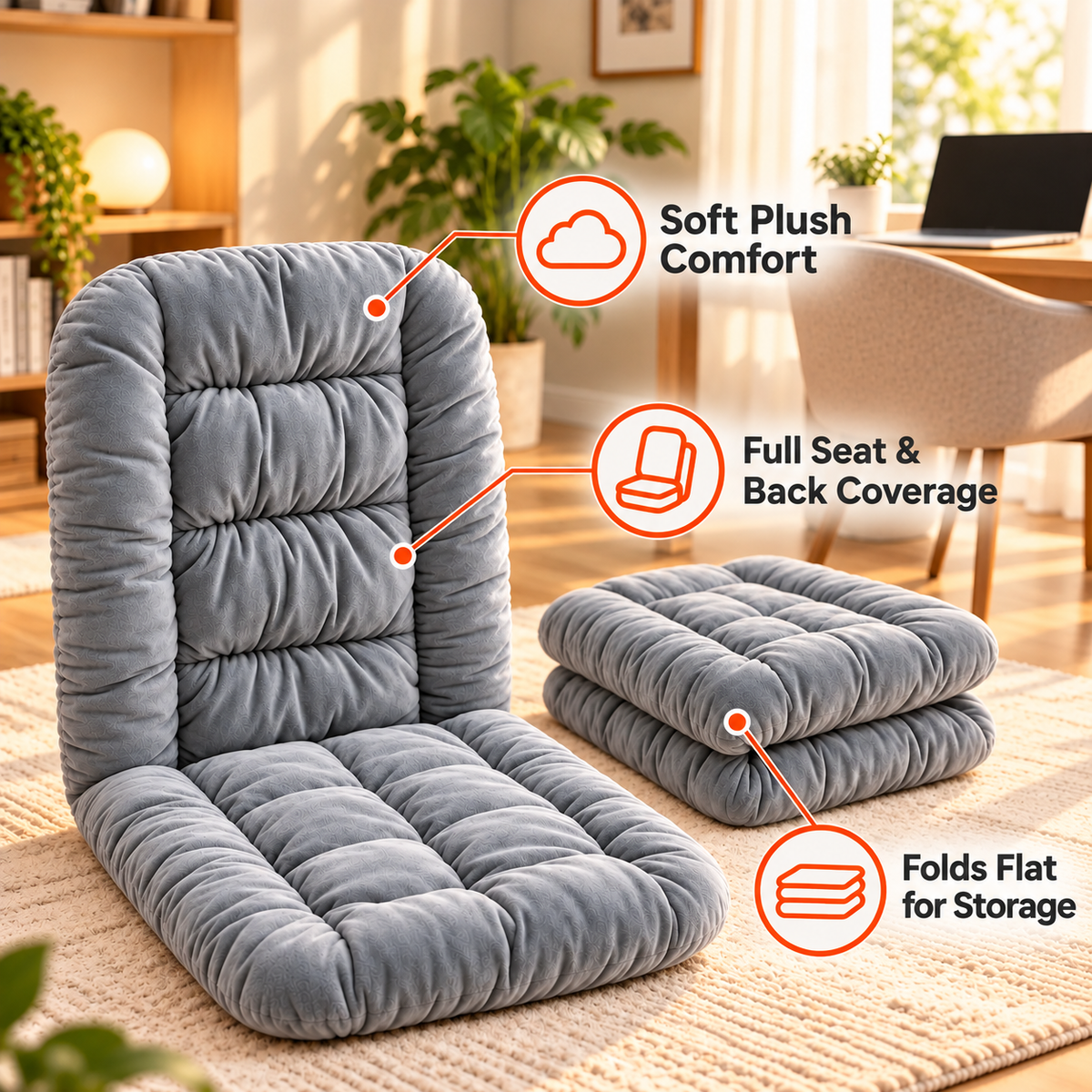 🔥 Heated Office Chair Cushion – Plush Seat & Back Warmer with Remote Control