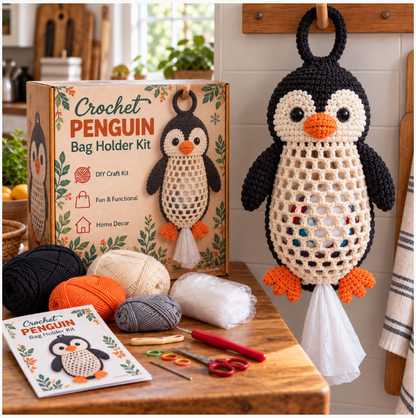 🐱 🌿 Crochet Animal Bag Holder Diy Kit – Cute & Functional Hanging Storage Craft Kit🧶  🐾