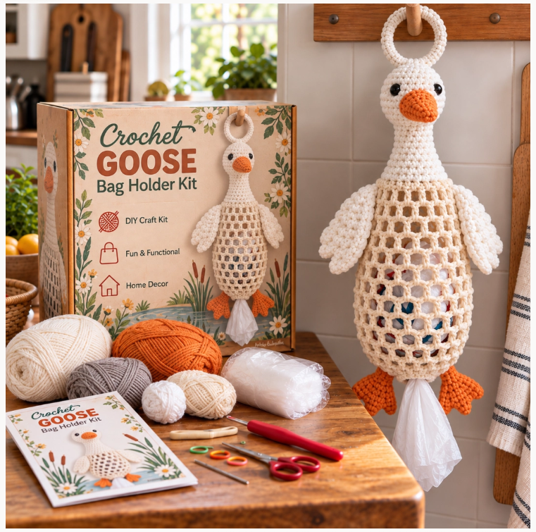 🐱 🌿 Crochet Animal Bag Holder Diy Kit – Cute & Functional Hanging Storage Craft Kit🧶  🐾