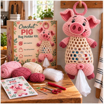 🐱 🌿 Crochet Animal Bag Holder Diy Kit – Cute & Functional Hanging Storage Craft Kit🧶  🐾