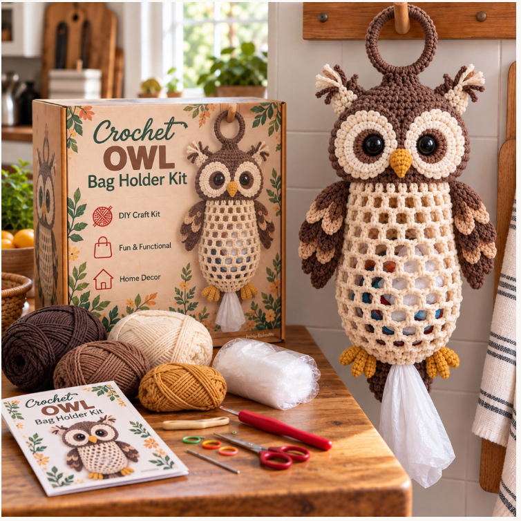 🐱 🌿 Crochet Animal Bag Holder Diy Kit – Cute & Functional Hanging Storage Craft Kit🧶  🐾