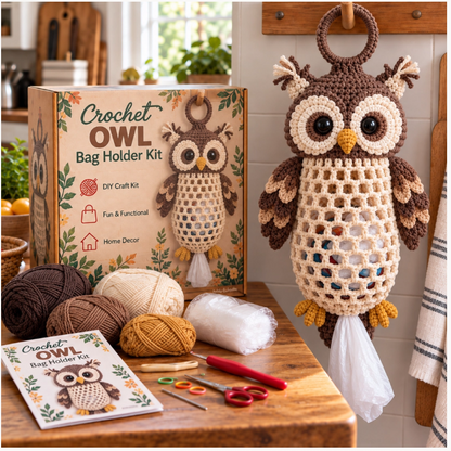 🐱 🌿 Crochet Animal Bag Holder Diy Kit – Cute & Functional Hanging Storage Craft Kit🧶  🐾
