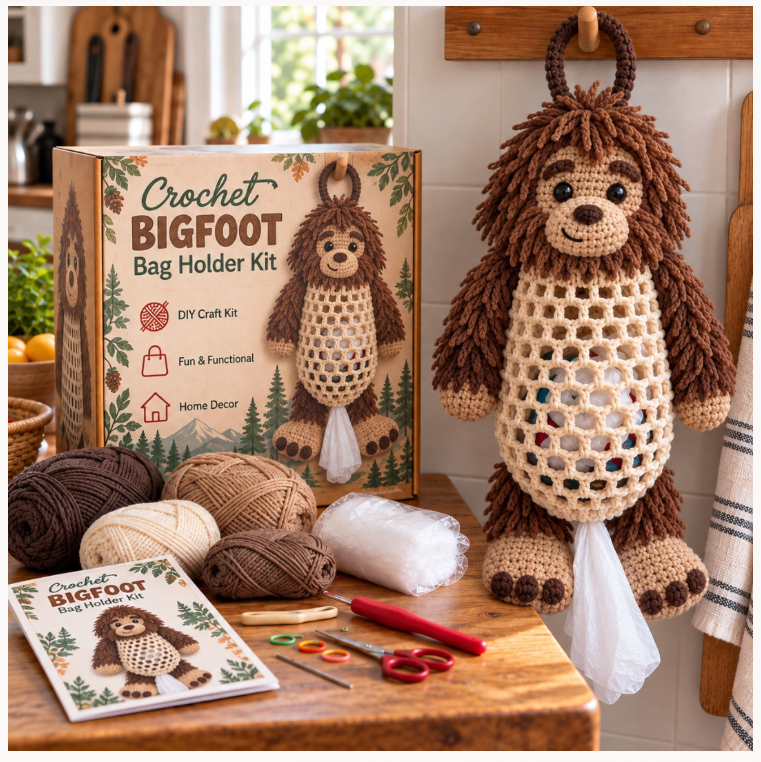 🐱 🌿 Crochet Animal Bag Holder Diy Kit – Cute & Functional Hanging Storage Craft Kit🧶  🐾