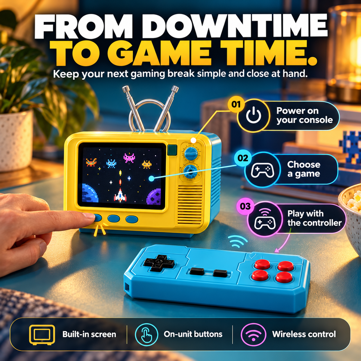 🎮 Classic Retro Mini TV Game Console - Wireless Handheld Console 📺