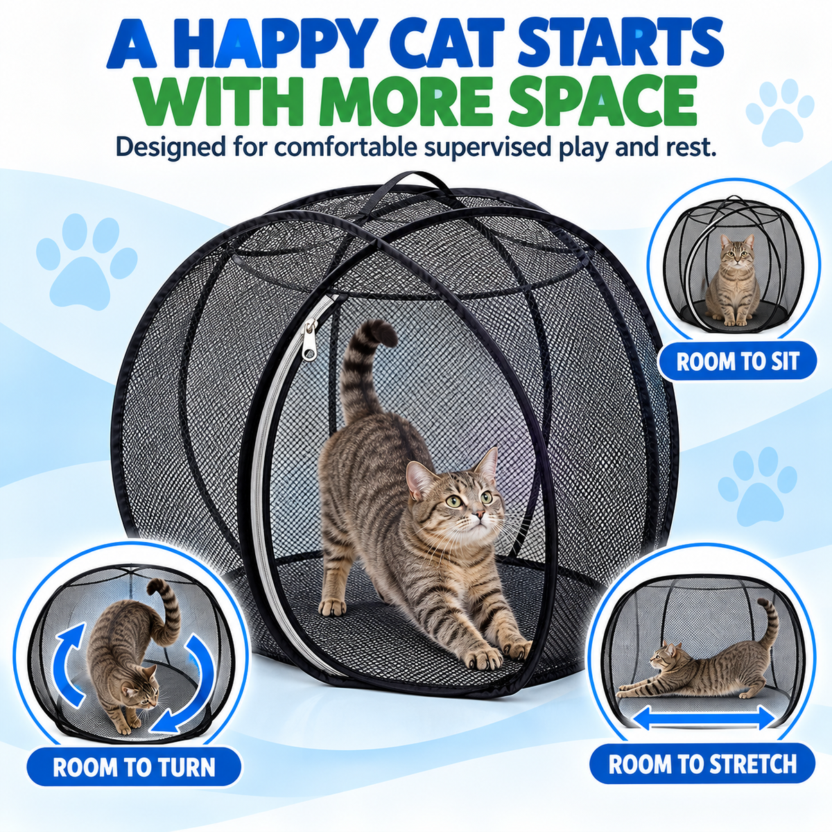 🐱 Pop-Up Cat Playpen 🌿 Fresh Air, Safe Space, Happy Cat
