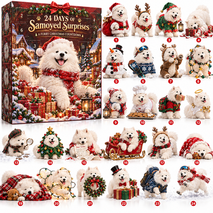 🐾 24-Day Samoyed Advent Calendar – 24 Fluffy Christmas Surprises for Dog Lovers 🎄