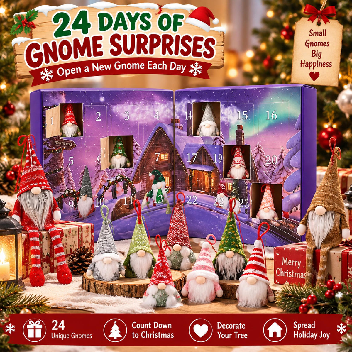 Gnome Advent Calendar 2026, 24 Days Christmas Countdown with 24 Gnomes