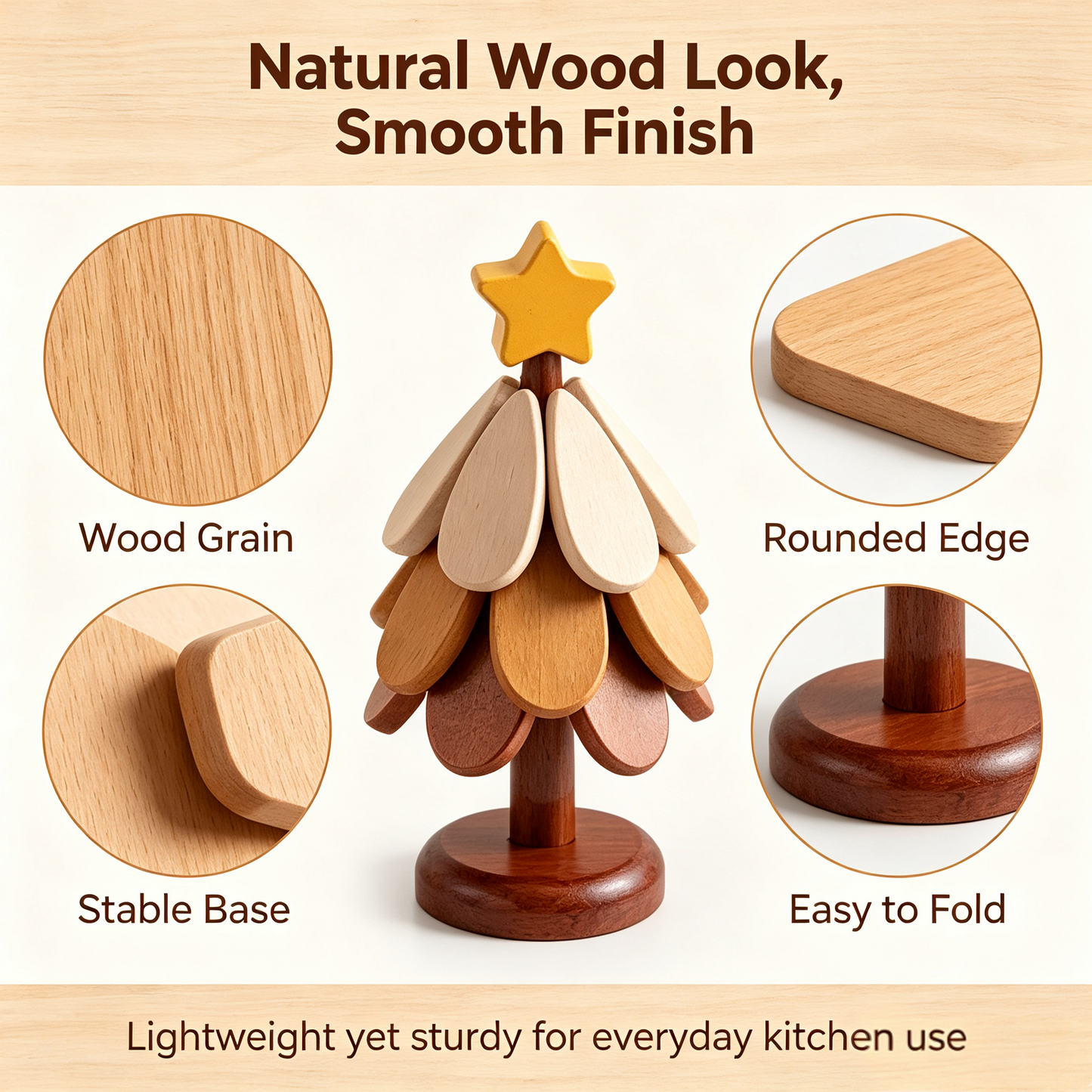 🎄 2-in-1 Wooden Christmas Tree Trivet | Festive Table Centerpiece