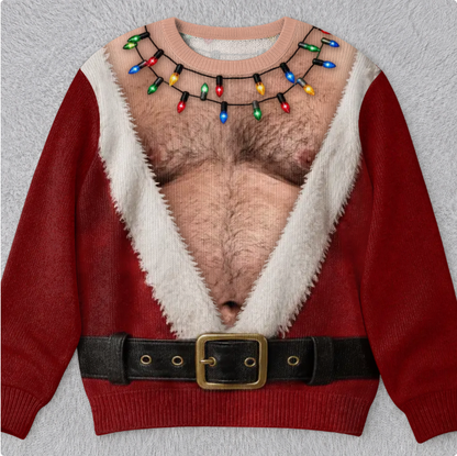 🎄 Topless Men Ugly Christmas Sweatshirt – Funny Holiday Party Sweater 🎁