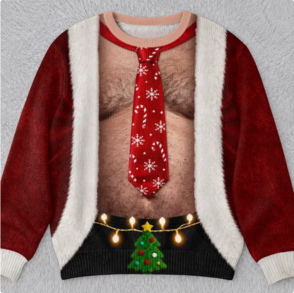 🎄 Topless Men Ugly Christmas Sweatshirt – Funny Holiday Party Sweater 🎁