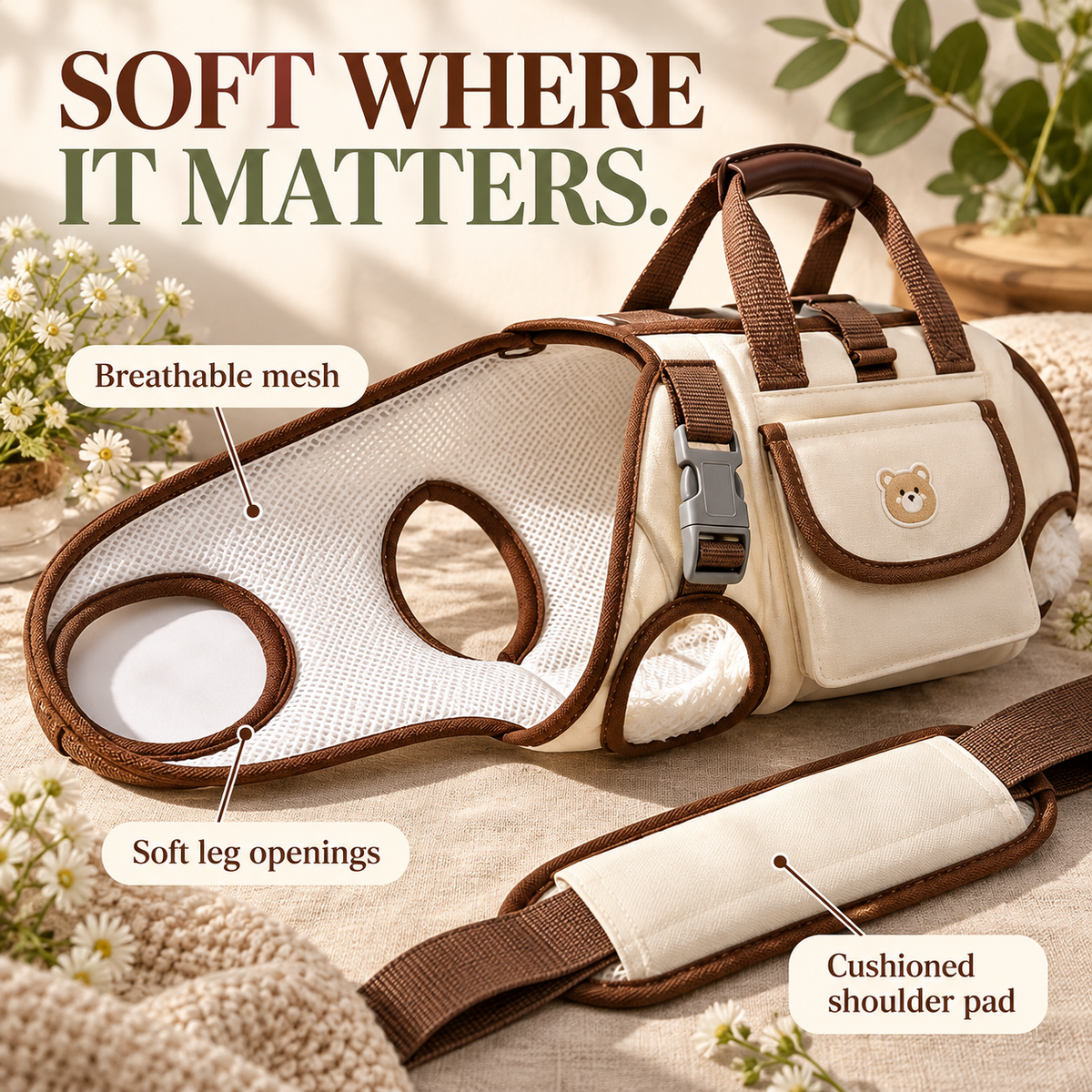 🐾 Portable Breathable Pet Carrier Sling & Bag - Hands-Free Puppy Pouch