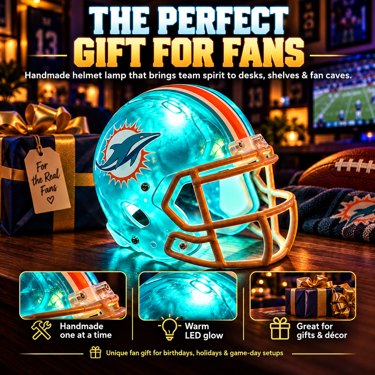 💡 Glowing Football Helmet Lamp – Pick Your Team Style