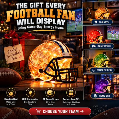 🏈 Handmade Football Helmet Lamp – LED Team Fan Cave Light