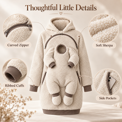 🤎 Cozy Sherpa Babywearing Hoodie – Ultra-Soft Fleece Pullover for Mom & Baby
