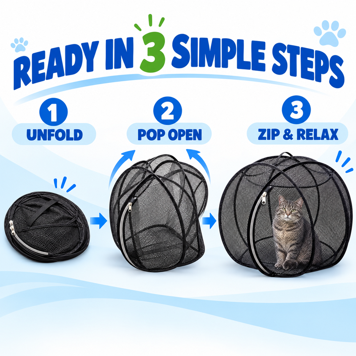 🐱 Pop Up Cat Playpen - Portable Breathable Mesh Outdoor Enclosure Tent 🌿
