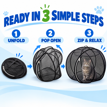 🐱 Pop Up Cat Playpen - Portable Breathable Mesh Outdoor Enclosure Tent 🌿