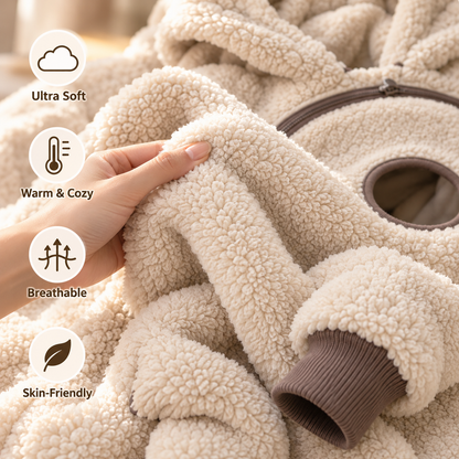 🤎 Cozy Sherpa Babywearing Hoodie – Ultra-Soft Fleece Pullover for Mom & Baby