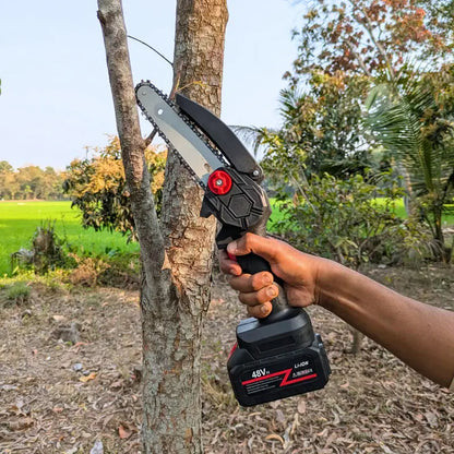 🔥Cordless Mini Chainsaw – Fast One-Hand Cutting for Yard & Garden