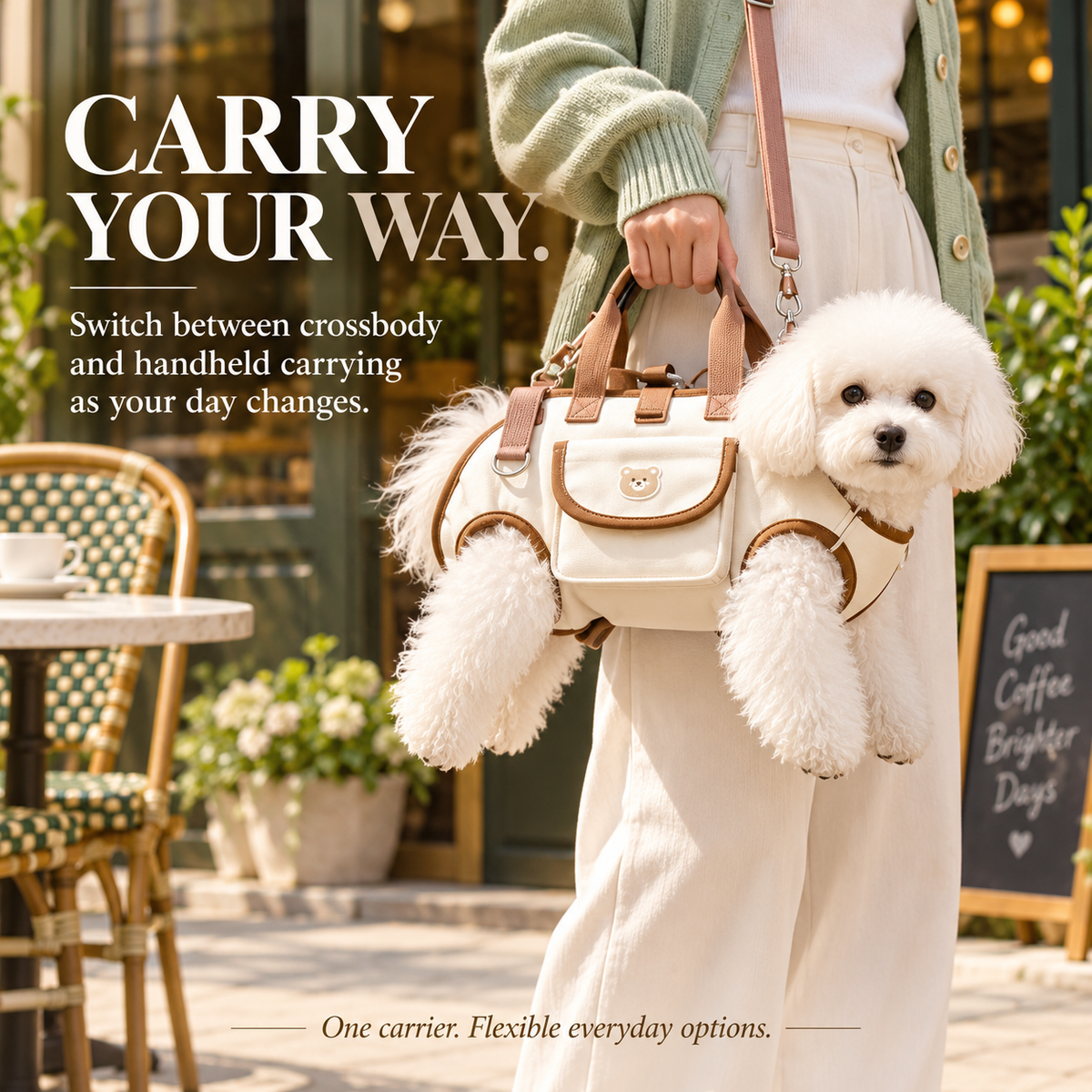 🐾 Portable Breathable Pet Carrier Sling & Bag - Hands-Free Puppy Pouch