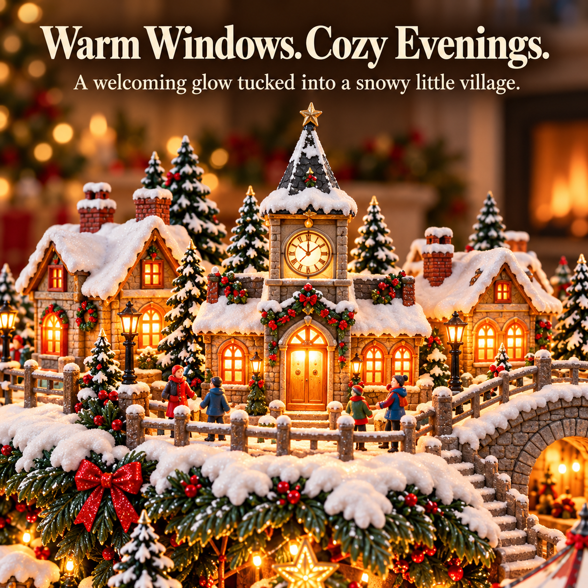 🎄 Lighted 3-Tier Christmas Village Tree – Magical Holiday Tabletop Decor