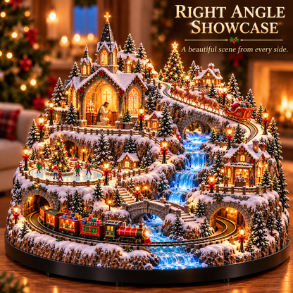 🔥 Lighted Animated Christmas Village with Train, Reindeer Sleigh & Waterfall ✨