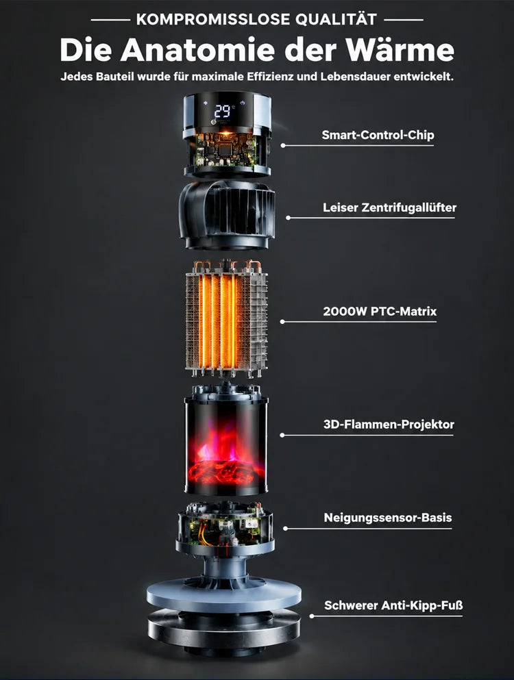 🔥[Seulement 1 kWh par semaine] Chauffage soufflant cheminée 3D haut de gamme | Chauffage rapide en 3 secondes | Classe énergétique A+++ | Mode économie d'énergie IA
