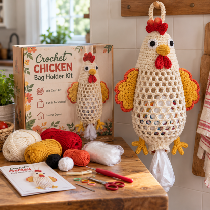 🧶 Crochet Animal Bag Holder DIY Kit ✨ Cute & Functional Hanging Storage Craft Kit