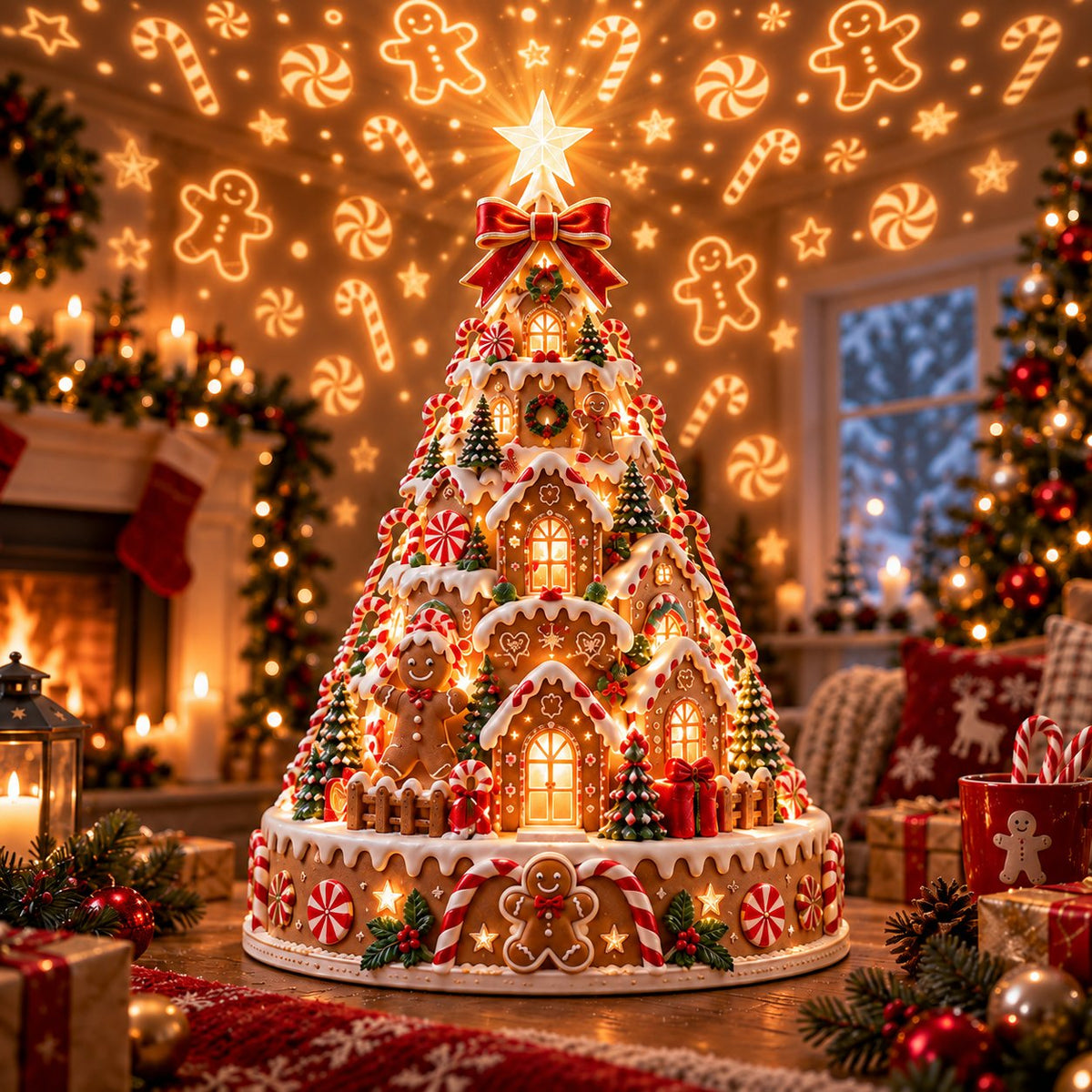 🏆 60,000+ Sold - 🎄Christmas Village Projection Centerpiece-Christmas Village Lightscape Tree