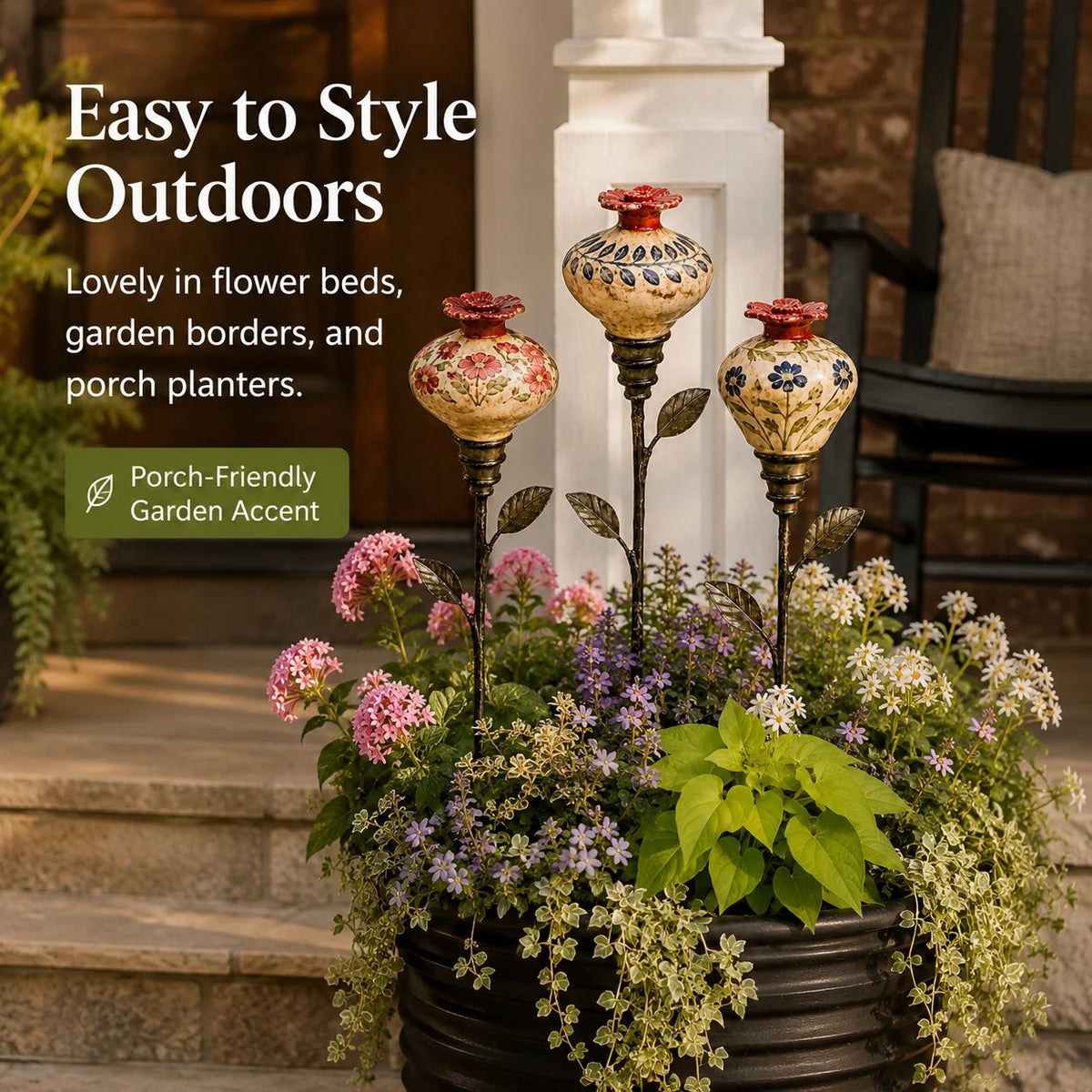🌺 Ceramic Hummingbird Feeder Garden Stake for Outdoor Décor