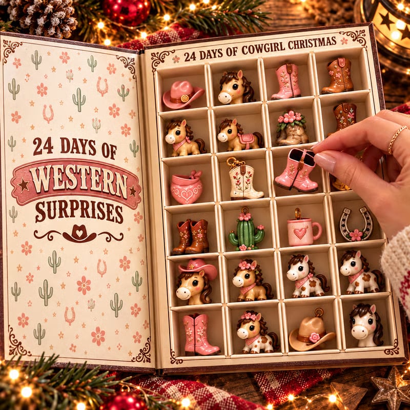 24-Day Cowgirl Boot Advent Calendar | Mini Collectible Western Charm Set