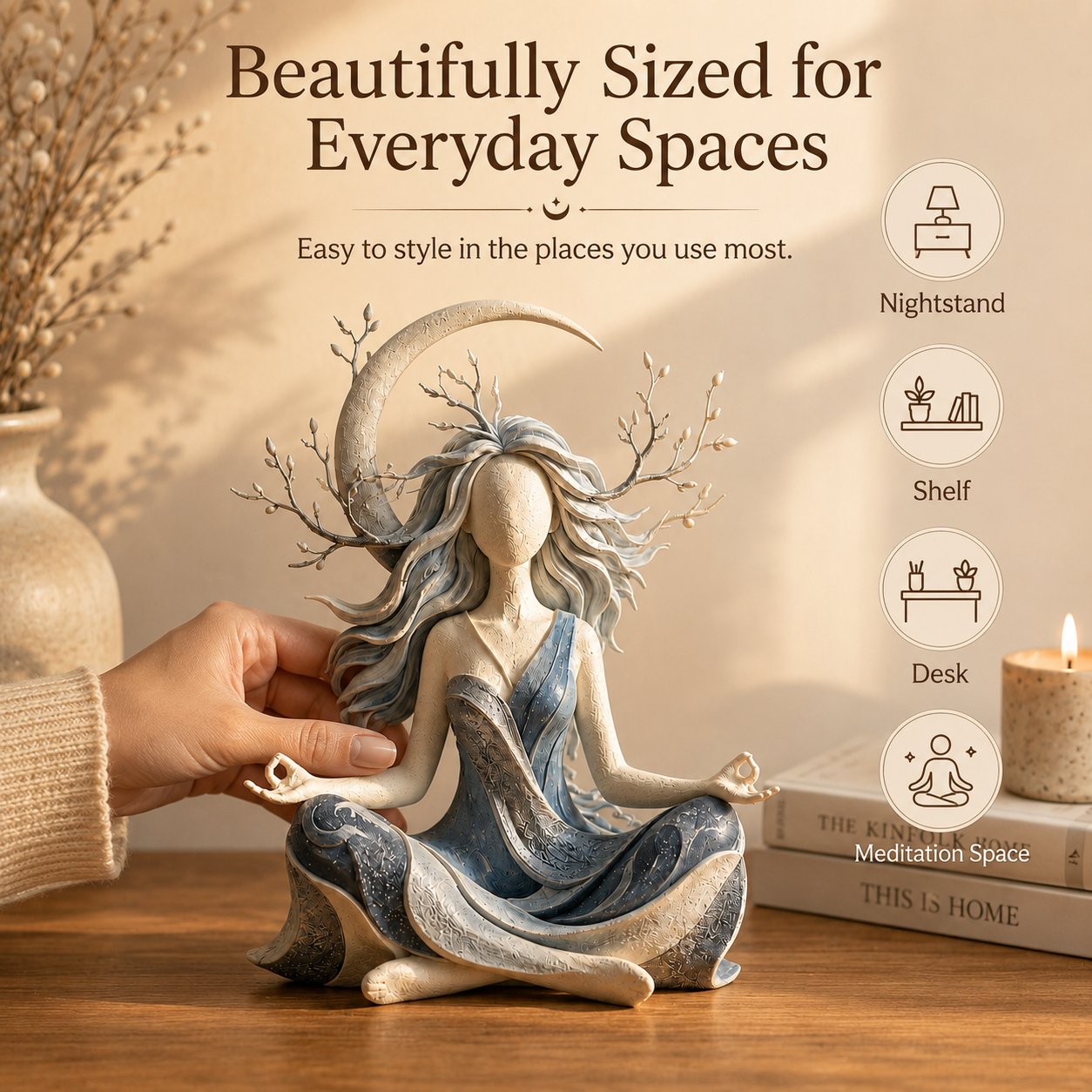 🌿 Serene Goddess of Nature Sculpture – Earth Peace Statue 🧘