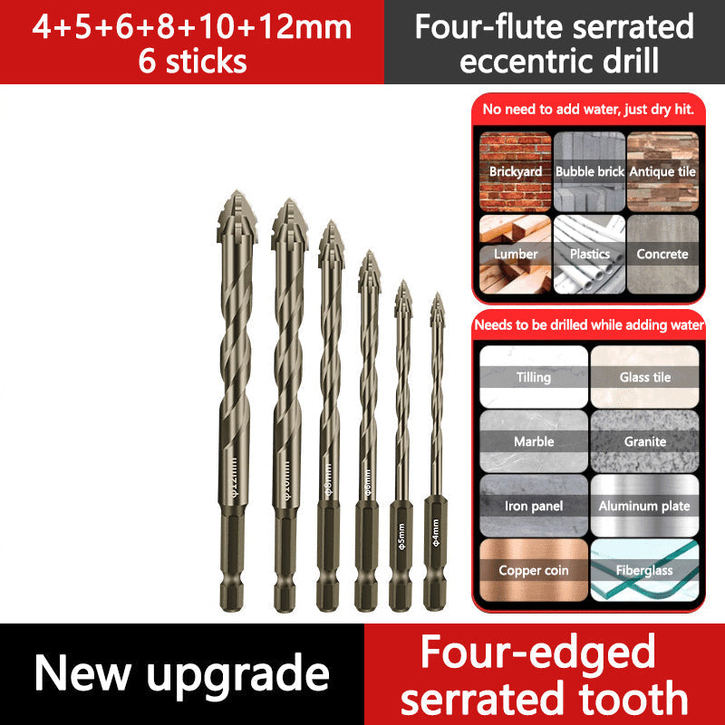 🔥 4PCS Eccentric Spiral Drill Bit Set – Deep Hole Drilling for Wood, Metal & Concrete ⚙️