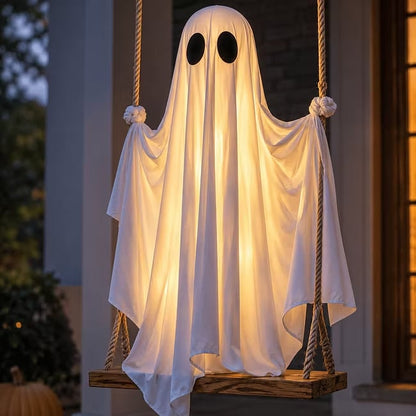 👻 5FT Large  LED Hanging Swing Ghost Halloween Decor | Outdoor Porch & Yard Display