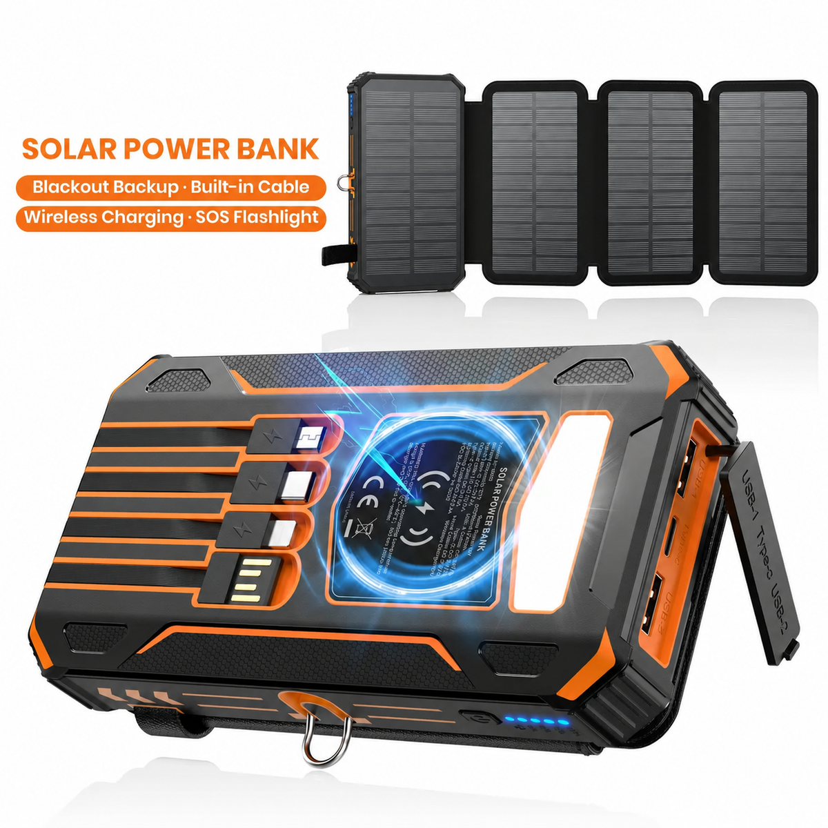 ☀️ 50% OFF Solar Power Bank – Wireless Charging & Multi-Device Output