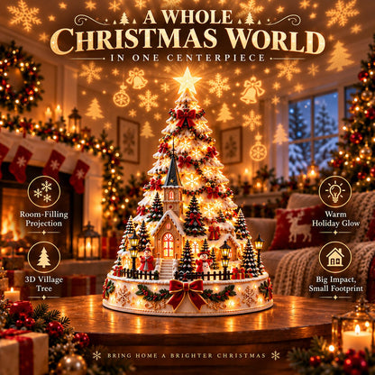 🏆 60,000+ Sold - 🎄Christmas Village Projection Centerpiece-Christmas Village Lightscape Tree