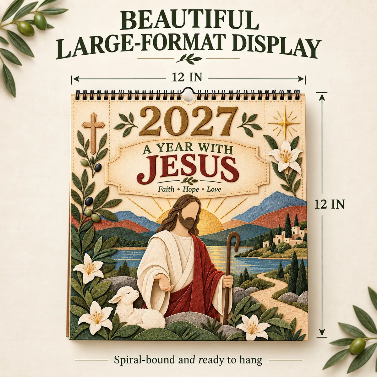 ✝️ 2027 A Year With Jesus Wall Calendar – 12-Month Gospel Art & Scripture Planning 🕊️