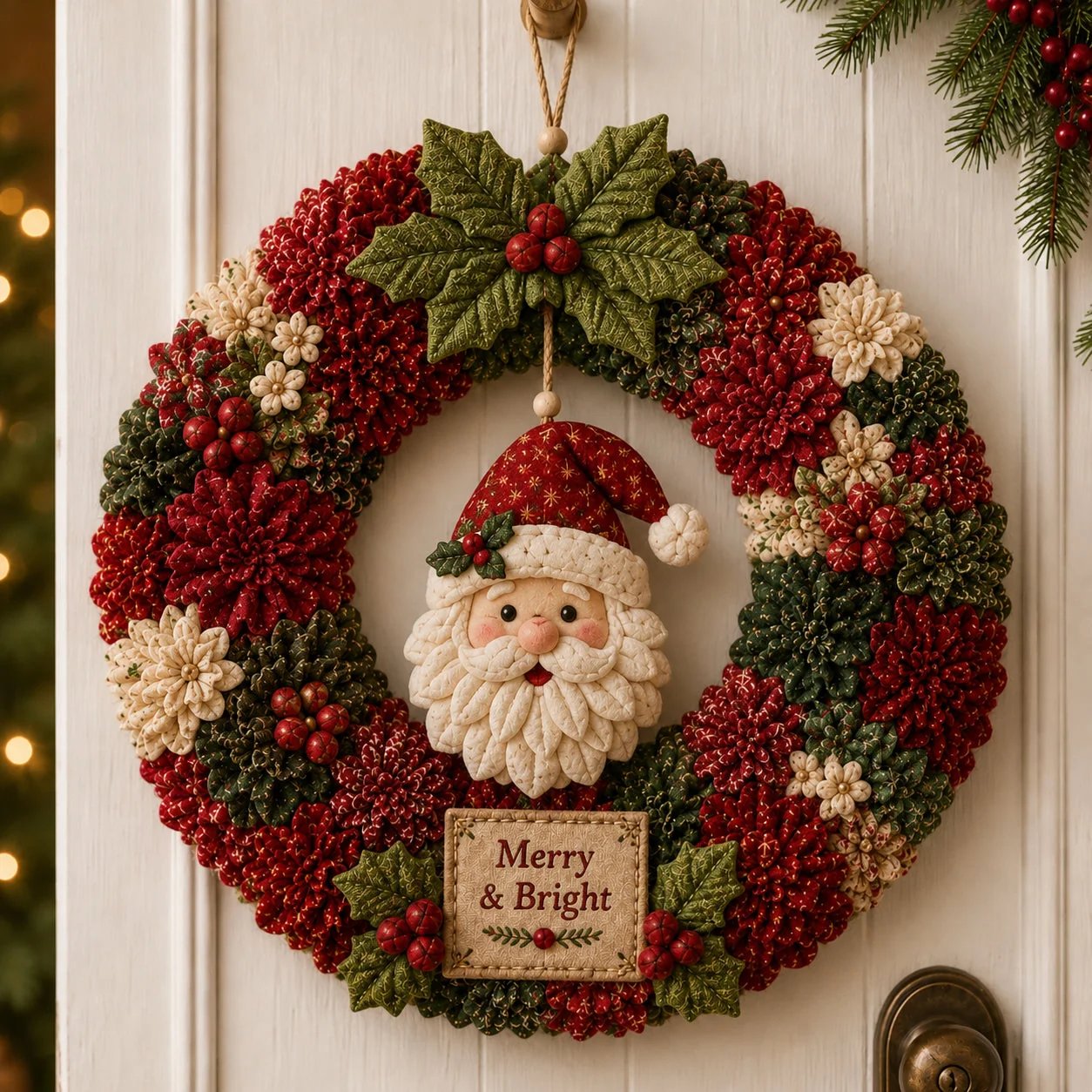 🏆Limited Time Sale 49% OFF🎄 DIY 3D Christmas Fabric Poke-Art Wreath Kit – Holiday Door Decor ✨
