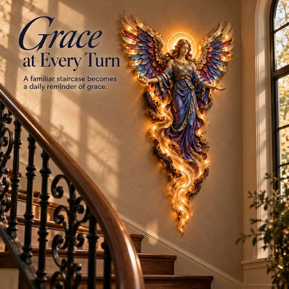✝️✨ Lighted Angel Wall Sculpture – Glowing Guardian Angel Decor, Christian Faith Gift & Home Blessing 🪽