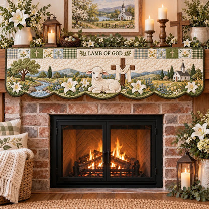 ✝️ 50% OFF Easter Faith Mantel Scarf – Christian Patchwork Fireplace Décor 🌷