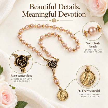 🌹 St Therese Little Flower Rose Novena Chaplet - Catholic Devotional Rosary Beads ✝️